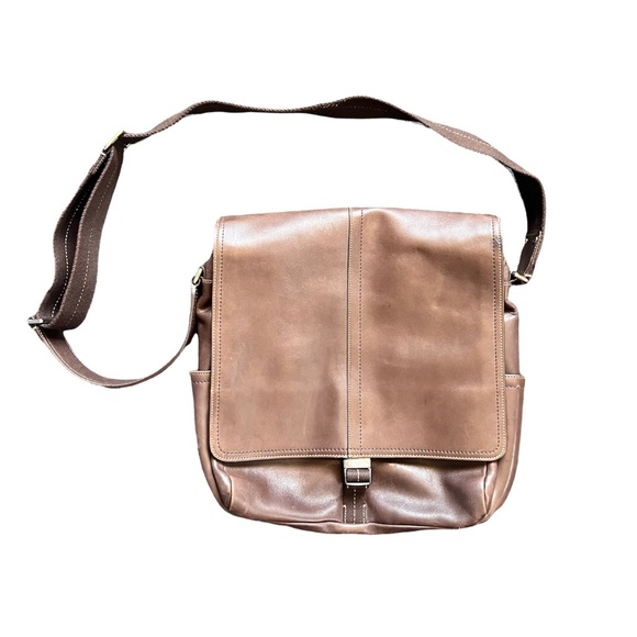 Coach Designer Leatherwear North South Cognac Men’s Leather Office Messenger Bag - Picture 1 of 9